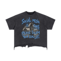 Social Media Is Fake Oversized Distressed T-Shirt